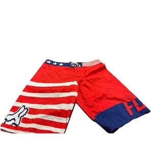 Fox Racing Mens Red/Blue H20 Board Shorts! Size 34
